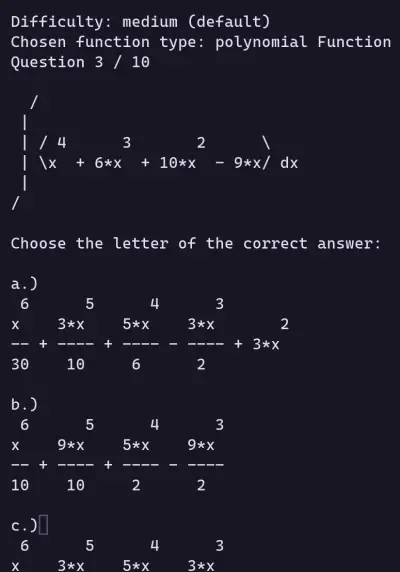 Calculus Test Generator